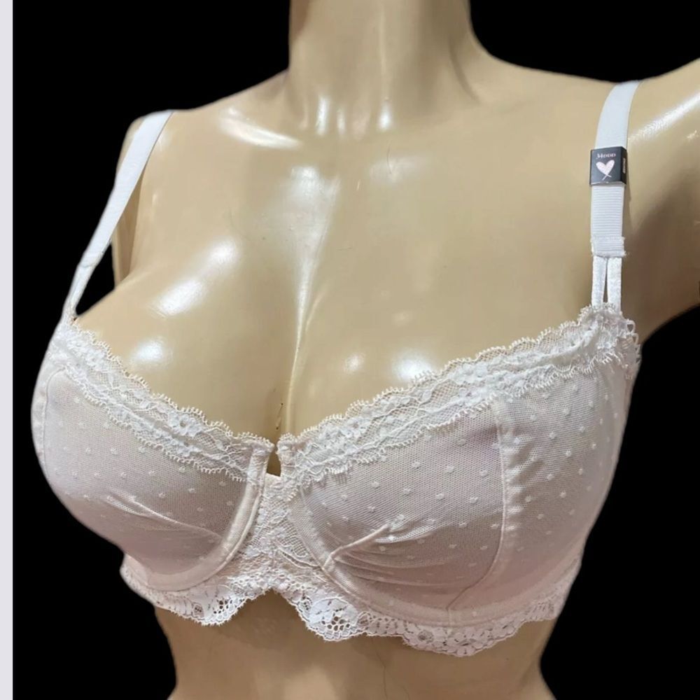 Victorias Secret Dream Angels Push Up without Padding Mesh dots bra Off White